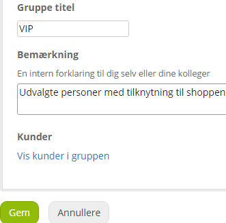 Screenshot: Creating customer groups