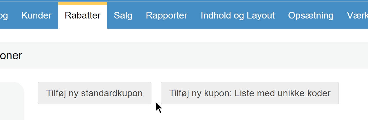 Screenshot: Creating discount coupons