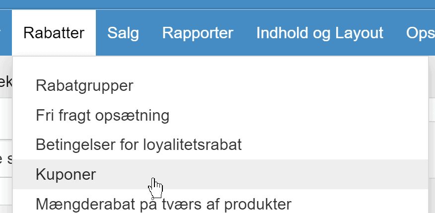 Screenshot: Creating discount coupons