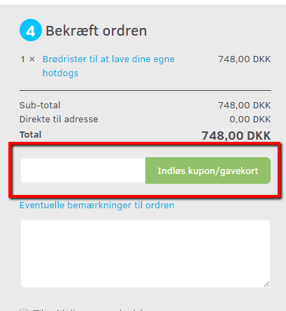 Screenshot: Redeeming discount coupons