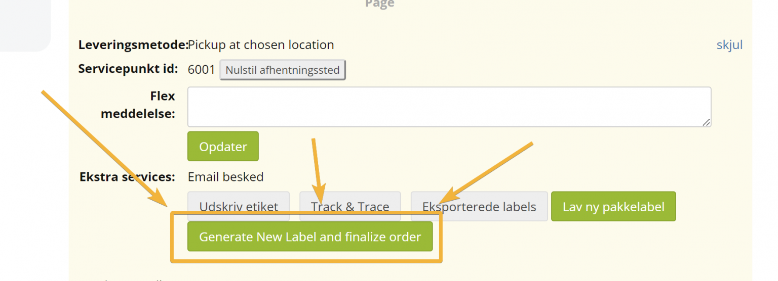 Screenshot: API key for labels and tracking