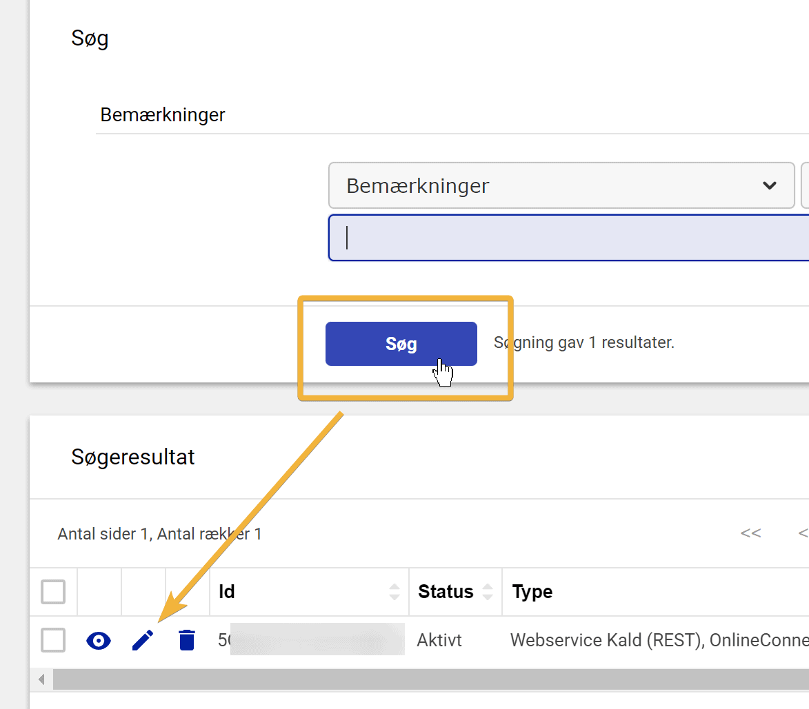 Screenshot: API key for labels and tracking