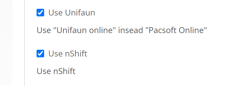 Screenshot: Switch from Pacsoft to nShift