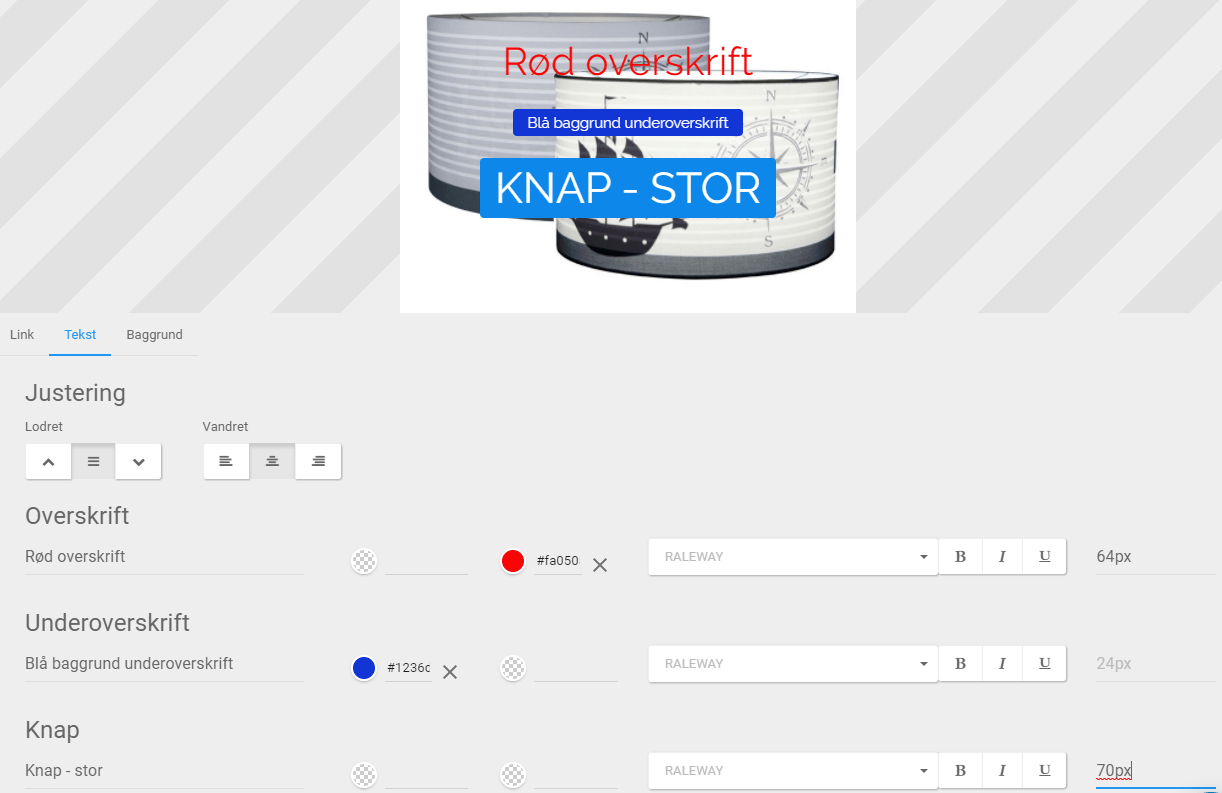 Screenshot: Add text/button