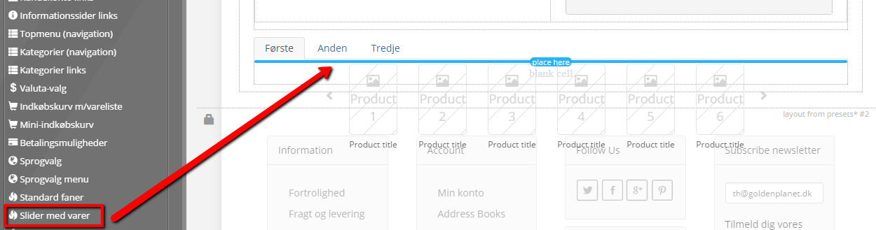 Screenshot: Option 2: in a tab together with other options
