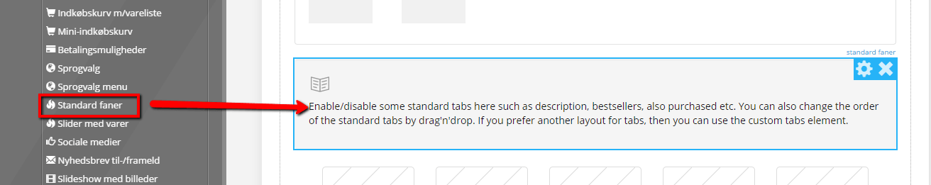 Screenshot: Option 1: insert as a standard tab