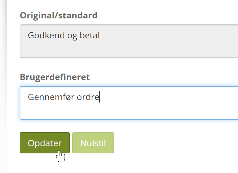 Screenshot: Customise standard texts – in English or other languages