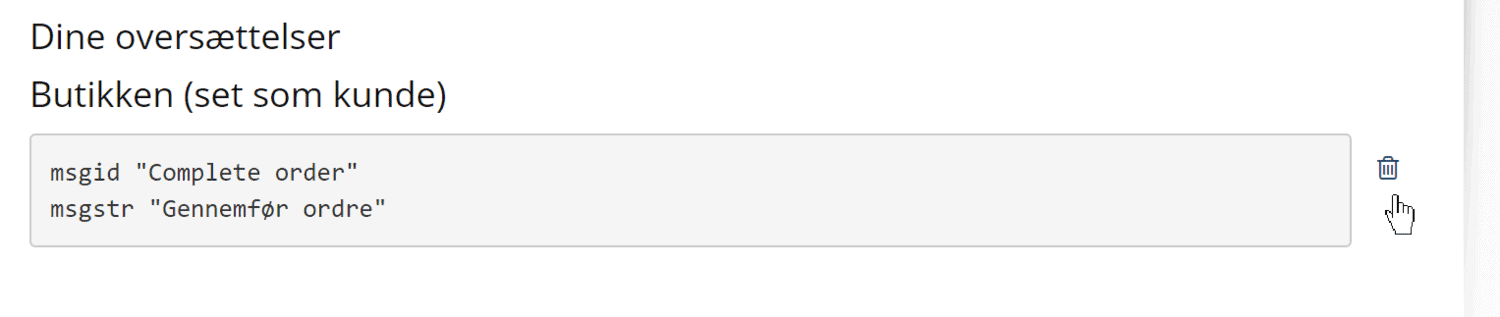 Screenshot: Customise standard texts – in English or other languages