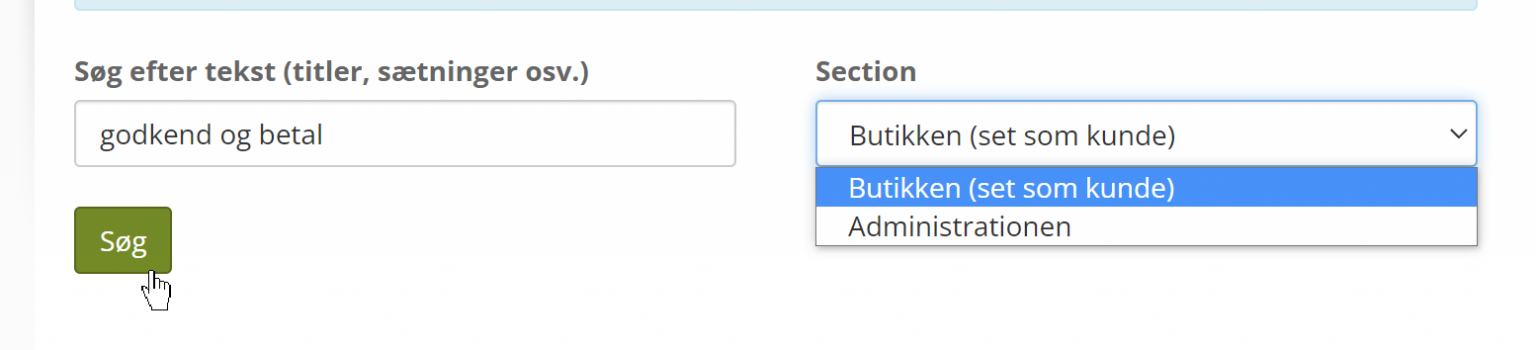Screenshot: Customise standard texts – in English or other languages