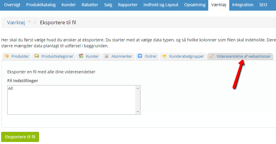 Screenshot: Create redirects with a CSV import